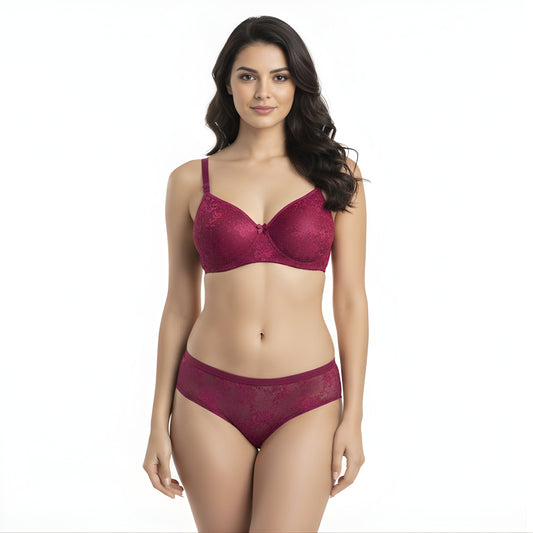 Stylish Women Lingerie Set with Lace Design | Padded Bra & Panty Set