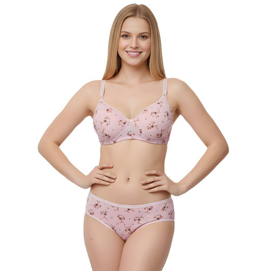 Women Padded Printed Bra Panty Set | Soft & Comfortable Designer Lingerie Set for Daily
