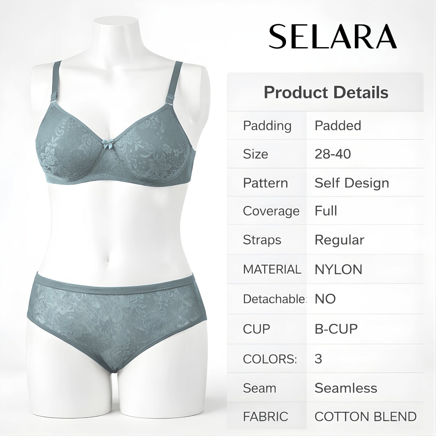 Stylish Women Lingerie Set with Lace Design | Padded Bra & Panty Set