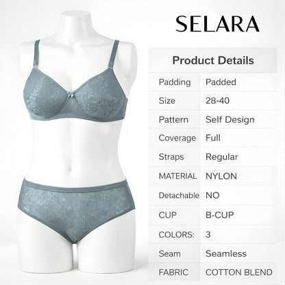 Stylish Women Lingerie Set with Lace Design | Padded Bra & Panty Set