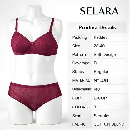 Stylish Women Lingerie Set with Lace Design | Padded Bra & Panty Set