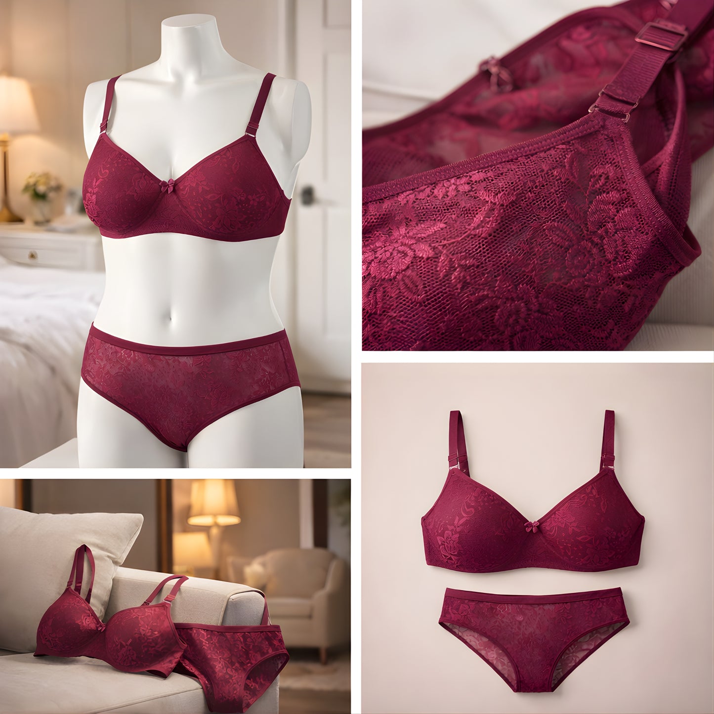 Stylish Women Lingerie Set with Lace Design | Padded Bra & Panty Set