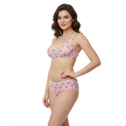 Women Padded Printed Bra Panty Set | Soft & Comfortable Designer Lingerie Set for Daily