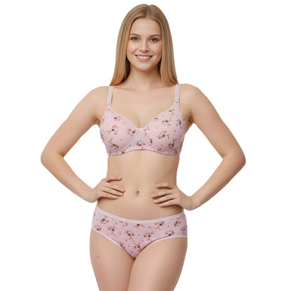 Women Padded Printed Bra Panty Set | Soft & Comfortable Designer Lingerie Set for Daily