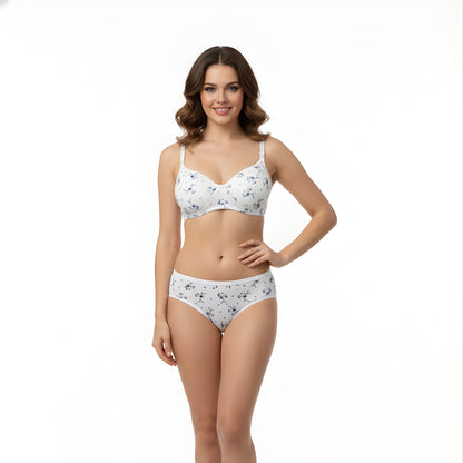 Women Padded Printed Bra Panty Set | Soft & Comfortable Designer Lingerie Set for Daily