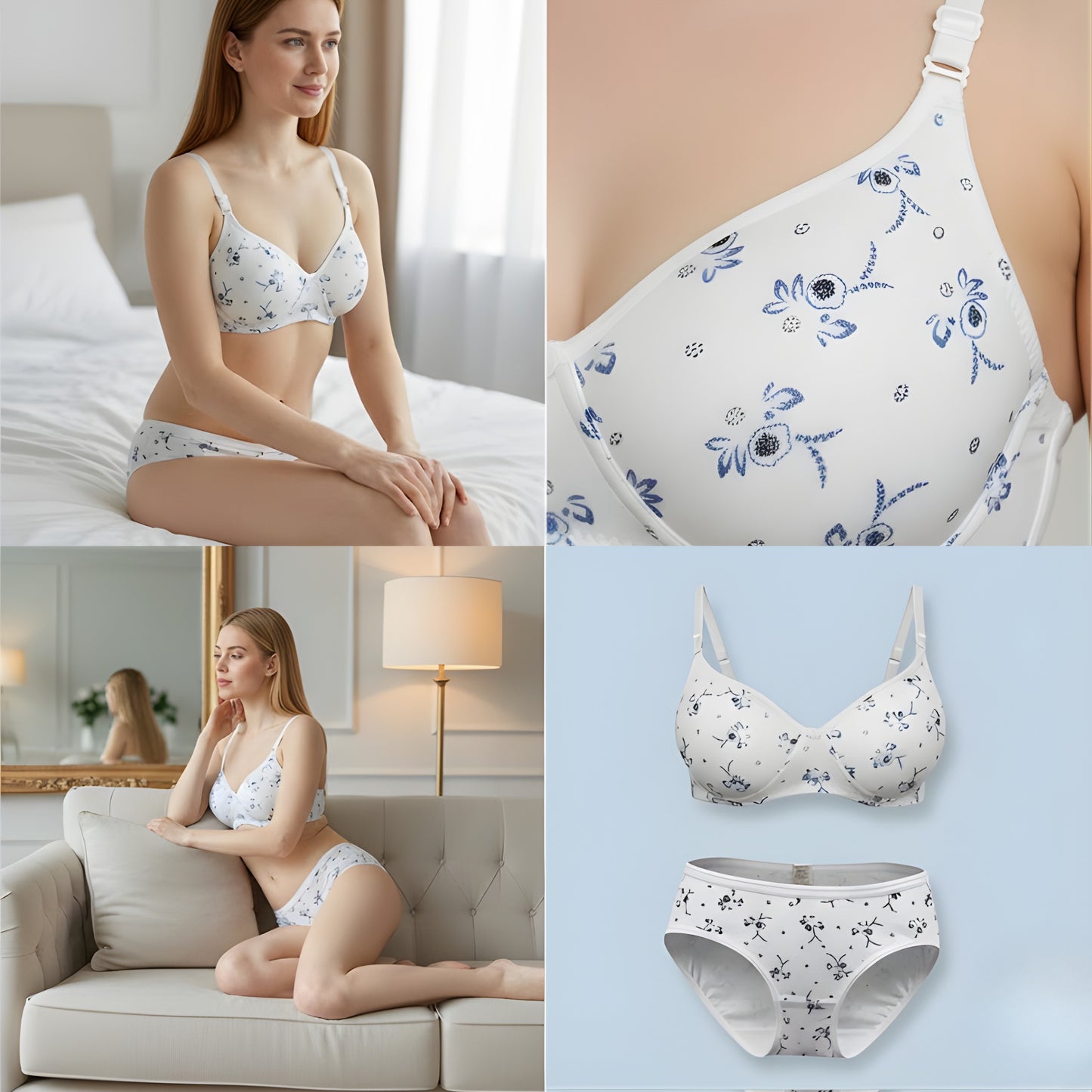 Women Padded Printed Bra Panty Set | Soft & Comfortable Designer Lingerie Set for Daily