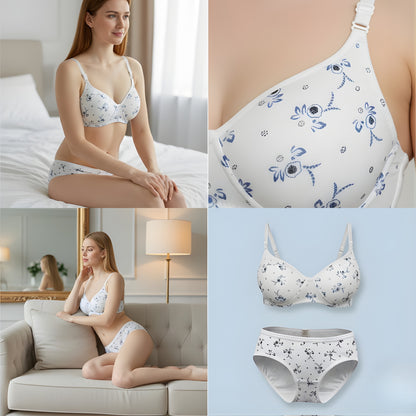 Women Padded Printed Bra Panty Set | Soft & Comfortable Designer Lingerie Set for Daily
