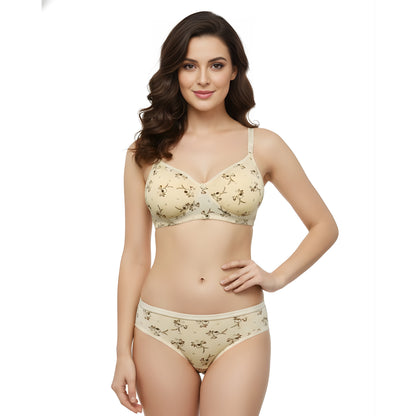 Women Padded Printed Bra Panty Set | Soft & Comfortable Designer Lingerie Set for Daily
