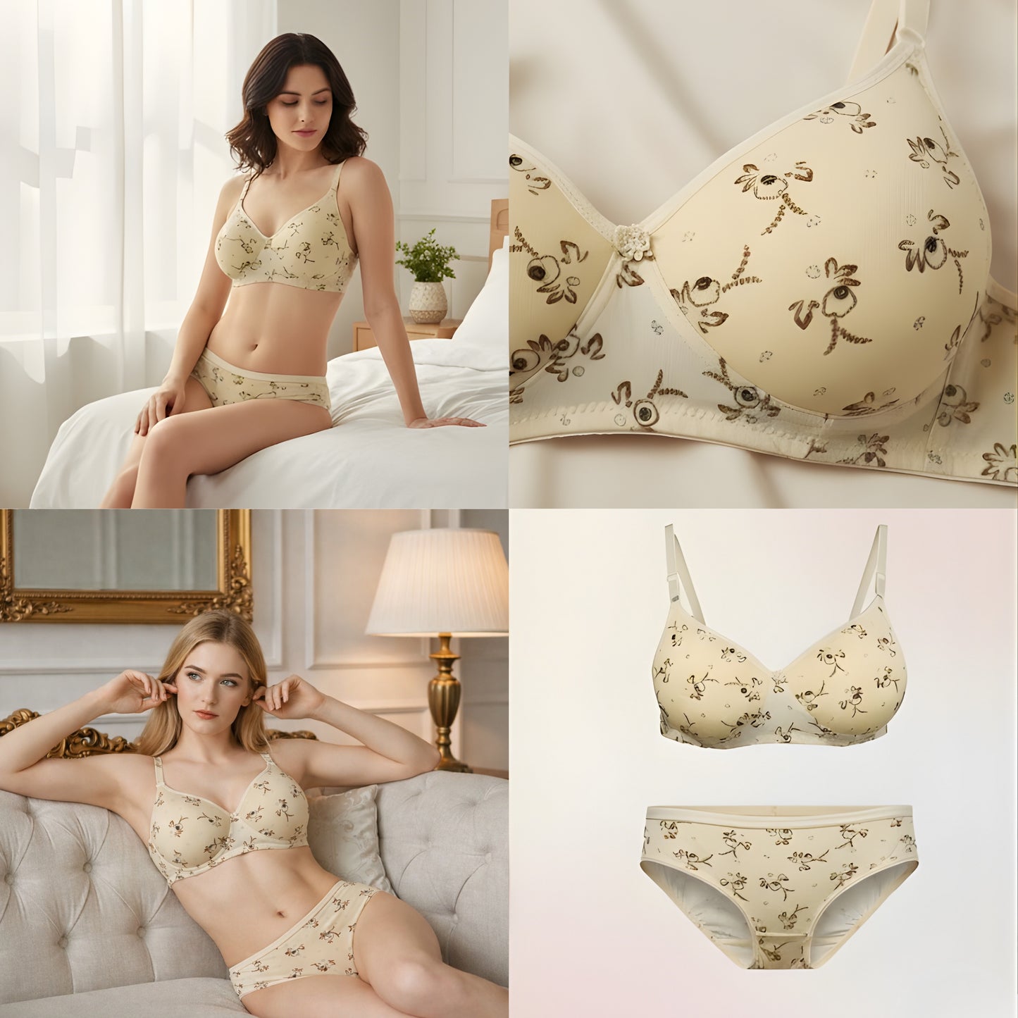 Women Padded Printed Bra Panty Set | Soft & Comfortable Designer Lingerie Set for Daily