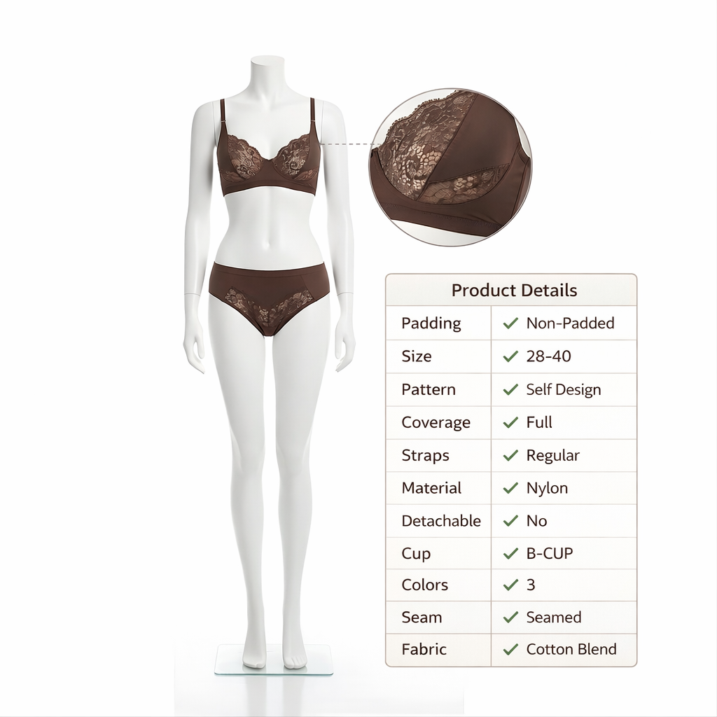 Women Lace Bra Panty Set | Soft & Comfortable Designer Lingerie Set for Daily