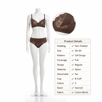 Women Lace Bra Panty Set | Soft & Comfortable Designer Lingerie Set for Daily