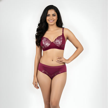 Women Lace Bra Panty Set | Soft & Comfortable Designer Lingerie Set for Daily
