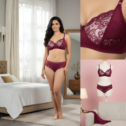 Women Lace Bra Panty Set | Soft & Comfortable Designer Lingerie Set for Daily