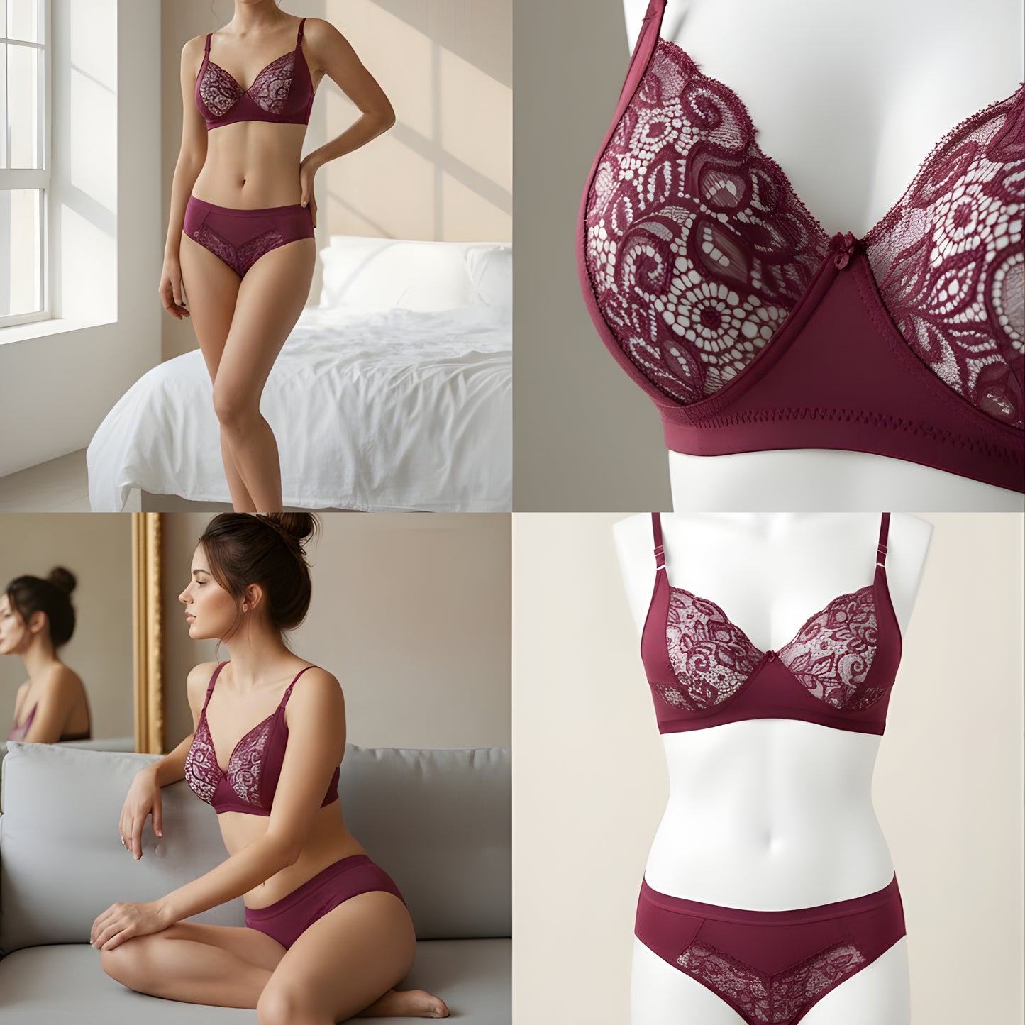 Women Lace Bra Panty Set | Soft & Comfortable Designer Lingerie Set for Daily