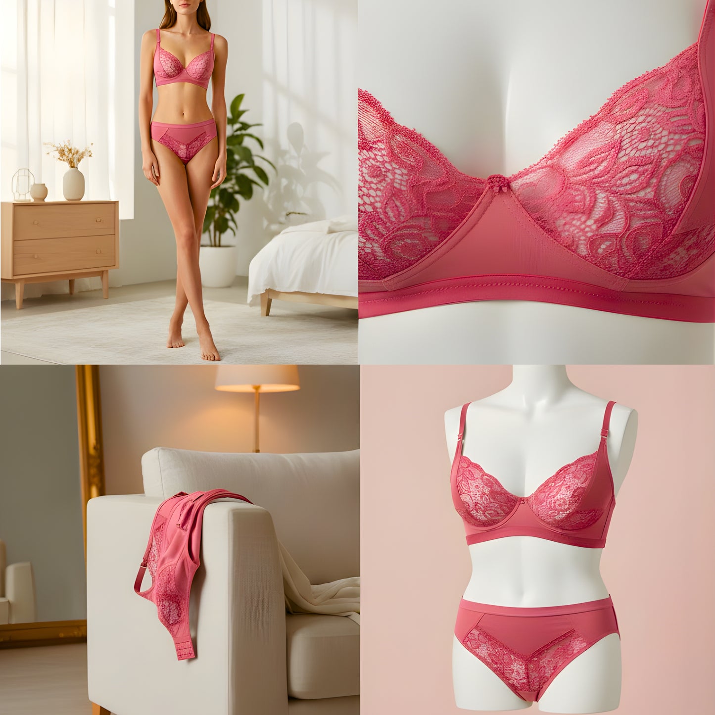 Women Lace Bra Panty Set | Soft & Comfortable Designer Lingerie Set for Daily