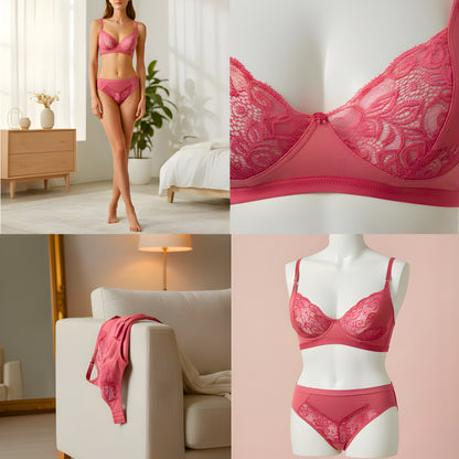 Women Lace Bra Panty Set | Soft & Comfortable Designer Lingerie Set for Daily